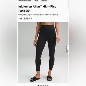 Lululemon Align size 10. 25 inch inseam